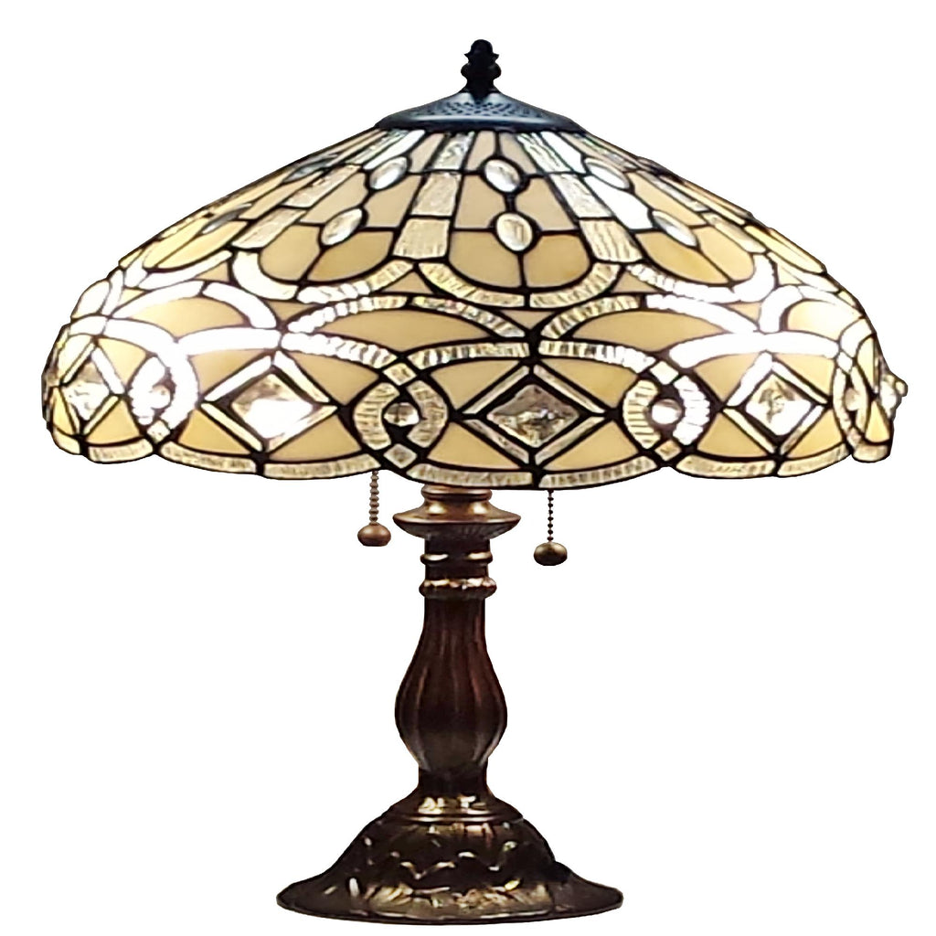 Tiffany Style 21-inch Geometric Table Lamp White