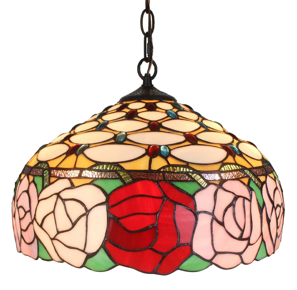 Tiffany Style Roses 366-piece Hanging Lamp 2 Light