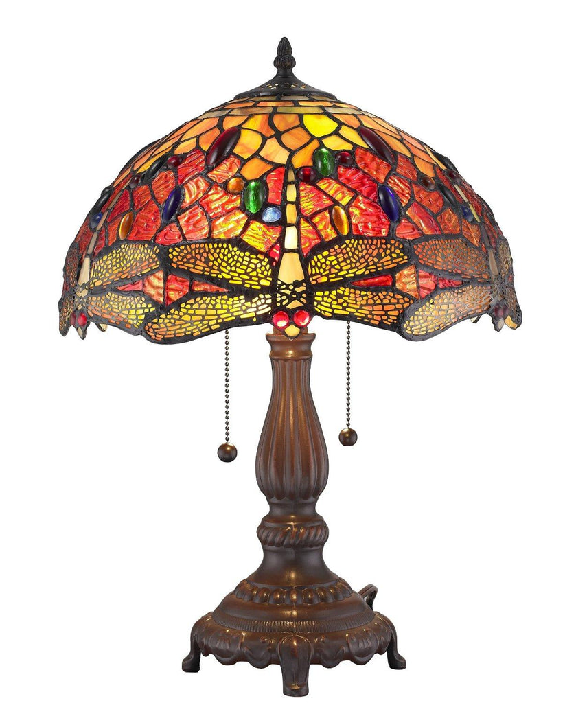 Tiffany Style Dragonfly Table Lamp 2 light