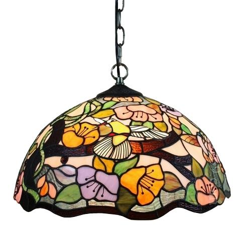 Tiffany Style Floral Hanging Lamp 2 Light 16 In Wide