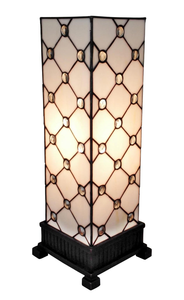 Tiffany Style Table Lamp White JEWEL 18 In