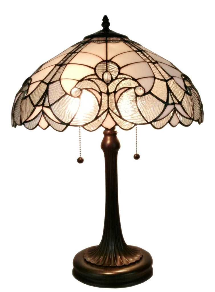Tiffany Style White Table Lamp 23 In High