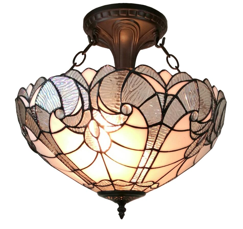 Tiffany Style Semi Flush Mount Ceiling Fixture 16 In Wide