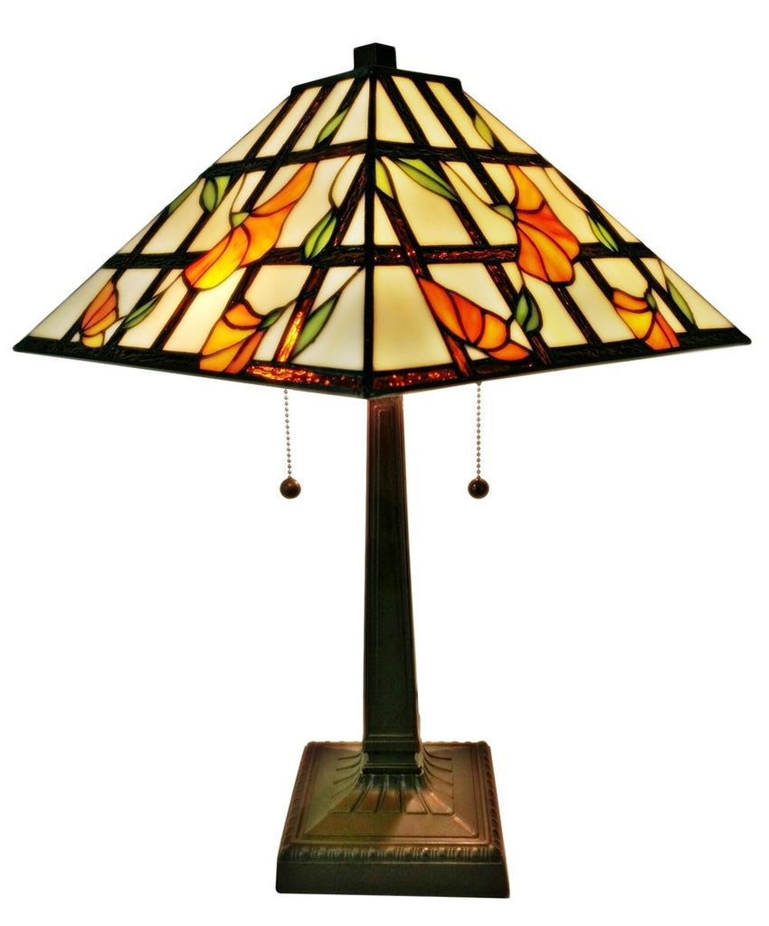 Tiffany Style Floral Mission Table Lamp 21 In High
