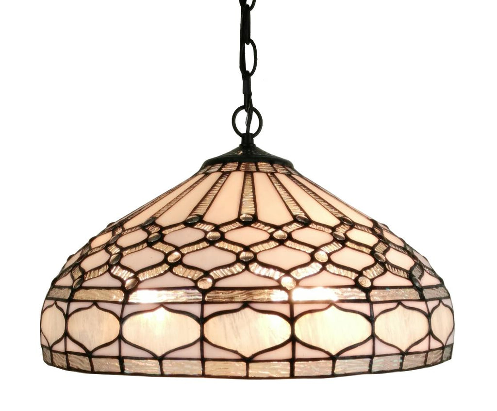 Tiffany Style Royal White Hanging Lamp 18 In Wide