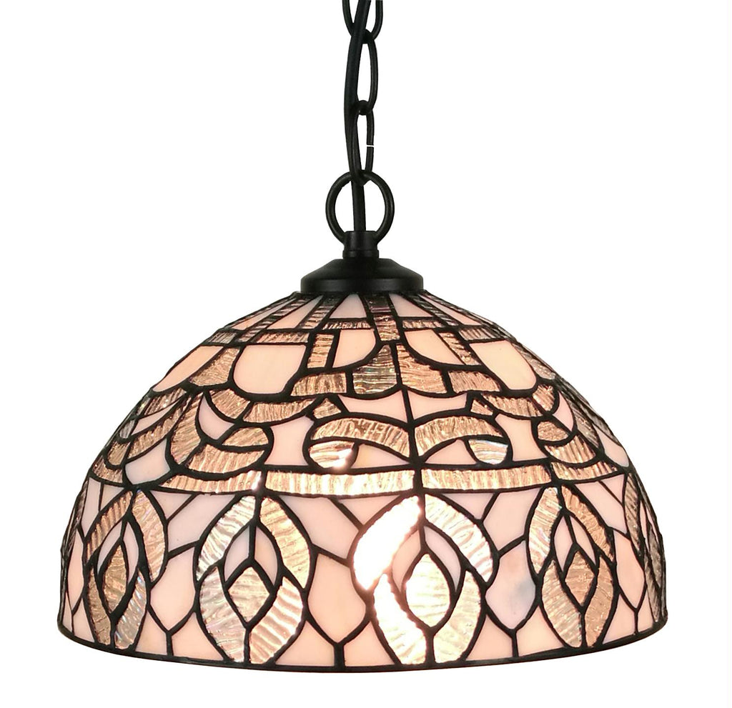Tiffany Style White Ceiling Fixture 12 Inches Wide