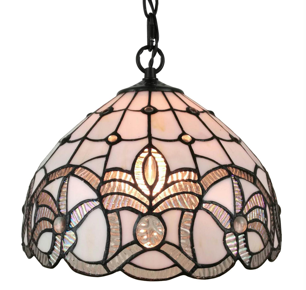 Tiffany Style White Ceiling Fixture 12 Inches Wide