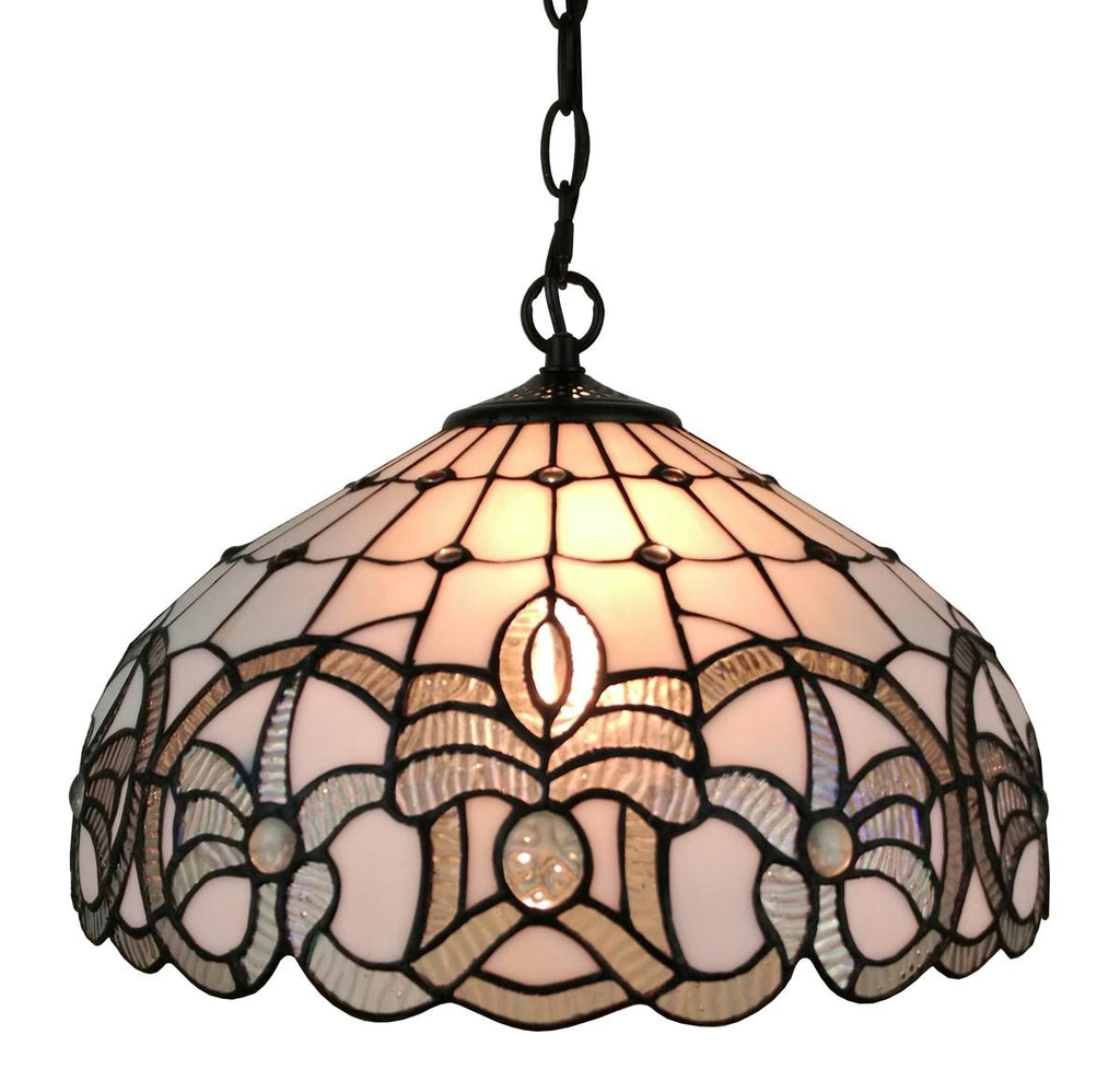 Tiffany Style White Hanging Lamp 16 Inches Wide