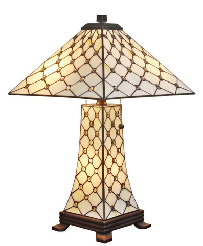 Tiffany Style Jeweled Double Lit 2-Light Table Lamp, 14-Inch