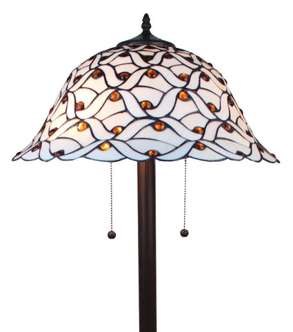 Tiffany-style  Jeweled Design Glass Pearl Floor Lamp