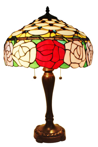 Tiffany Style Roses Table Lamp 25 In