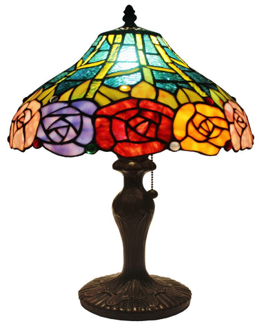 Tiffany Style Roses Table Lamp 19 In