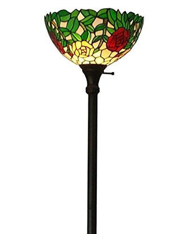 Tiffany Style Roses Floor Torchiere Lamps 72 Inches Tall