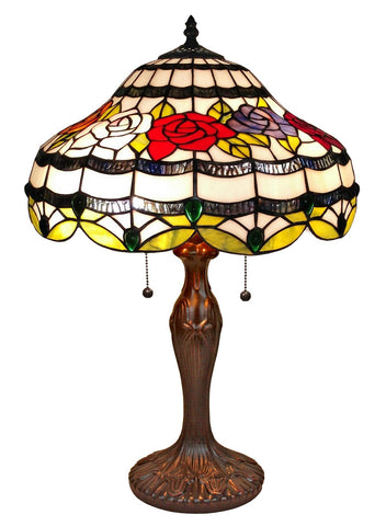 Tiffany Style Roses Table Lamp 24 In