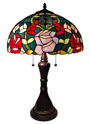 Tiffany Style Roses Table Lamp 24 Inches Tall