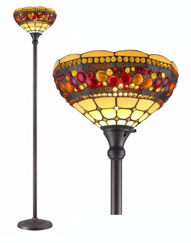 Tiffany Style Torchiere Jeweled Lamp 71 Inches Tall