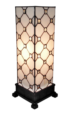 Tiffany Style Table Lamp White JEWEL 18 In