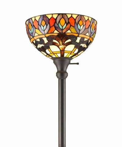 Tiffany Style Peacock 1-light Torchiere Lamp
