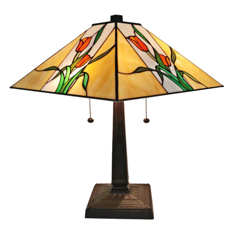 Tiffany Style Floral Mission Table Lamp 21 In High