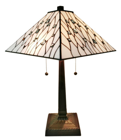 Tiffany Style White Mission Table Lamp 21 In High