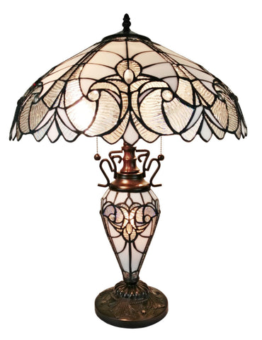 Tiffany Style Floral White Double Lit Table Lamp 23 Inches Hight