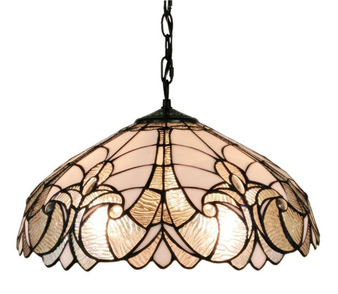 Tiffany Style Floral White Hanging Lamp 18 In Wide
