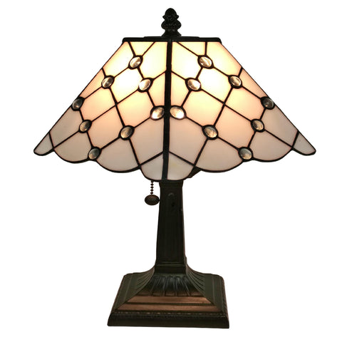 Tiffany Style  Mission Jeweled Table Lamp 8 Inches Wide
