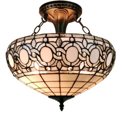 Tiffany Style  White 2-light Ceiling Fixture