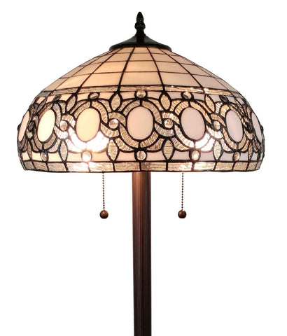 Tiffany Style Floral White Floor Lamp 62 In High