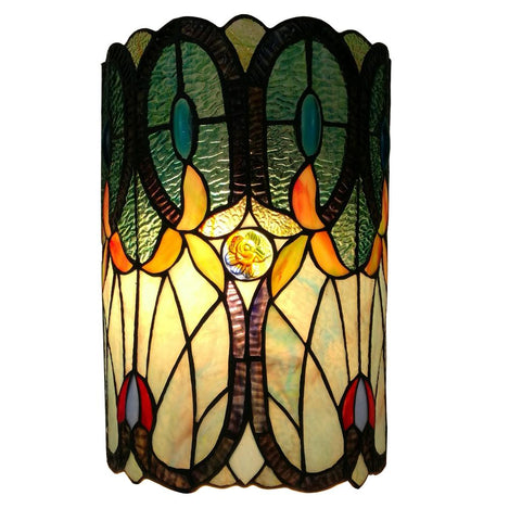 Tiffany Style Double-light Floral Wall Sconce 13.5 In High