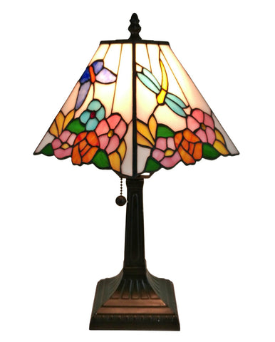 Tiffany Style  Floral Mission Style Table Lamp 8 Inches Wide