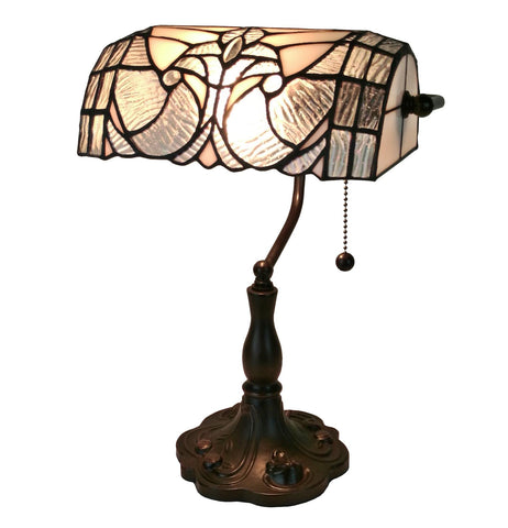 Tiffany Style  Floral Banker Tiffany Style Table Lamp 13 In