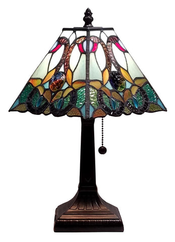 Tiffany Style Floral Mission Style Table Lamp 8 Inches Wide