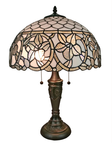 Tiffany Style  Floral White Table Lamp