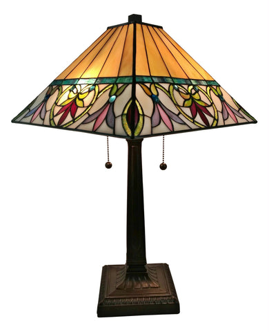 Tiffany Style Floral Mission Table Lamp 22 Inches Tall